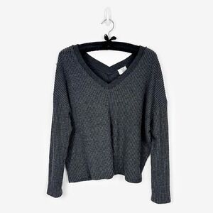 PST by Project Social T Waffle Knit Top Size M Charcoal Gray Softcore Lounge